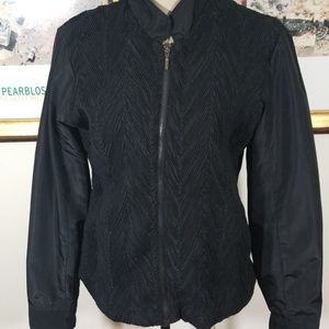 Zoe D. Black Casual Zippered Textured Jacket, size M